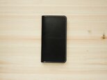 牛革 iPhone8Plus/7plus ヌメ革 レザーケース カバー    手帳型  ブラックカラーの画像