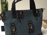 ◆受注製作！ おすまし黒猫ちゃんのファスナー付き☆トートバッグの画像