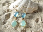 海の雫ピアス　 Flamed Chalcedony earrings　*Vermail*の画像