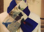 銘仙×リネンの小さな襟巻き「天高く」プチマフラー ネックウォーマーの画像