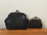 【N様ご予約品】本革親子がまポーチ&小銭入れ（黒レザー）の画像