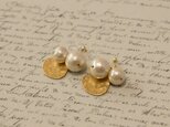 新作 gold × cotton pearl earring ノンホールピアスの画像