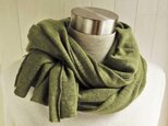 リネン・ニットのストール　オリーブグリーン