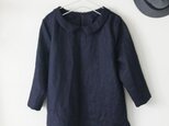 小さな衿のブラウス　リネン　Navy　（M）