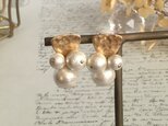 秋冬新作 gold × cotton pearl earring ノンホールピアス  片方の画像