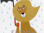 005 「ライオンと傘と雨」ポストカード選べる5枚セットの画像