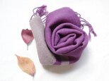 紫色＆梅のグレー・ウールミニマフラー　草木染め（ログウッド＆梅）･手織りの画像