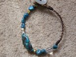 ターコイズの蝋引き紐ブレスレット
