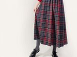 永遠の定番 グレー 赤 タータンチェック ロングスカート ●MURIEL●