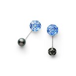 KILIKO JEWELRY(東京切子）ピアス  Reflection 　麻乃葉 　ブルー　雅七宝パール