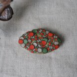 帯留 gold green red beige