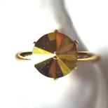 【sparkle スワロフスキー　一粒リング㊷】クリスタルインディセントグリーン　 全４３色