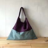 【受注製作】紫陽花色と空色の三角鞄