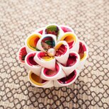 つまみ細工☆アンティーク2wayクリップ牡丹☆柄赤系☆