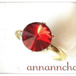 【sparkle スワロフスキー　スカーレット　一粒リング】