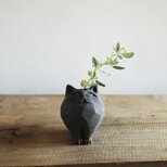 削り猫/黒（小）花器　植木鉢