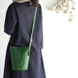 本牛革 斜め掛けショルダーバッグ レザーポシェット hana （オリーブ）