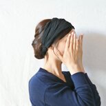 リネンのターバン...黒...薄手の画像