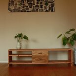 杉×楢（オーク）無垢　TV台　引出し２杯　W1500mm