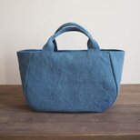 ＊受注制作＊【MILITARY TWILL】蓋付き丸トートM （ブルー）の画像