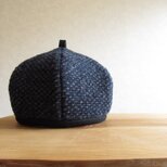 ぽこぽこニットのベレー帽　ダークネイビー