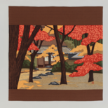 風呂敷　祇王寺　井堂雅夫　現代木版画　ふろしき　 京都風景　綿100％　105cm幅　13-4703の画像