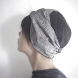 ターバンなヘアバンド　リネンダンガリー黒　送料無料の画像