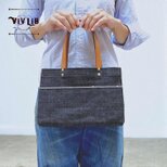 お散歩ミニトート・ヘビーオンスセルビッチ岡山デニム×イタリア本革/丈夫で上品、男女兼用・普段使いにも^^の画像