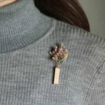 木のブローチ【Vase スクエア/一輪挿し 】