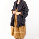 残少⭐️《チャコールグレー ガーゼウール》ナチュラル チェック #138 フランス タグ  秋 冬 春 大きめ ストール