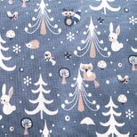 Sale*ドイツ Westfalenstoffe Kitzbuhel ツリーと動物たち ブルー30cm単位切り売り