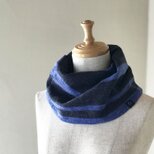 さらふわ ラミー麻のねじりリバーシブルスヌード Navy/Blue