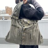 ミリタリーF2ジャケットリメイク＊2WAYショルダー＊オリーブ＊フランス軍＊A4収納可の画像