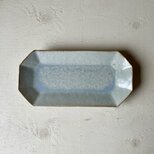 セピアブルー釉　八角プレート