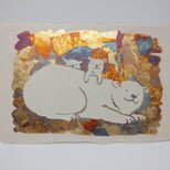 ギルディング和紙葉書　polar bear シロクマ　黄混合の画像