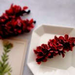 バレッタ ■ 水彩画トーン 紫陽花 ■ レッドの画像