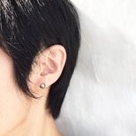 Silver 小粒 淡水ブラック系ケシパールスタッドピアス　イヤリング