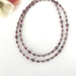 一連 クラシカルロングネックレス 赤紫 パール チェコガラス ビーズ