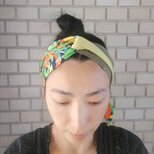 ヴィンテージきもの　ヘアアクセサリー　ひらりと舞う葉っぱのパレット　6way☆まきまきターバン　の画像