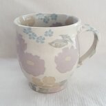 練上　牡丹薔薇  丸マグカップ　透明釉の画像