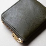 多機能スマートウォレット　L字ファスナー財布　ミニ財布　牛革　ミネルバボックス　グリーン　aw-27mb