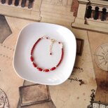 天然石のコードブレスレット ■ God's Rice ■ 14KGF レッドコーラル