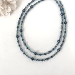 一連 クラシカルロングネックレス ブルー 青 パール チェコガラス ビーズ