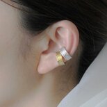 ［2点セット］真鍮Silver 石目テクスチャーイヤーカフの画像