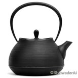 【予約販売】南部鉄器 鉄瓶 刷毛目（黒仕上げ）1L 内面素焼き・酸化被膜仕上 ガス・100V/200V IH対応の画像