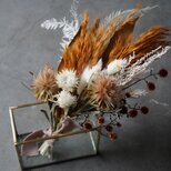 ミニスワッグ×ゴールドフレーム ガラスセット ドライフラワー スワッグ フラワーベース 花瓶 インテリアの画像