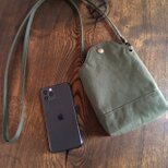 倉敷帆布　スマホポシェット　ミニ　サコッシュ　【スマホショルダー　スマホポーチ　 】　（カーキ）
