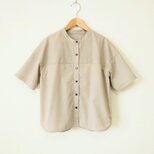 ピンタックブラウス コットンブロード（グレージュ）Ｍ～Ｌサイズ