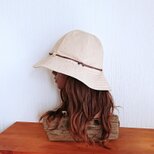 シンプルハット : 綿麻【サンドベージュ】の画像