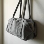 ☆ヴィンテージ加工帆布☆のキャラメルショルダーバッグ　《グレーＭ》